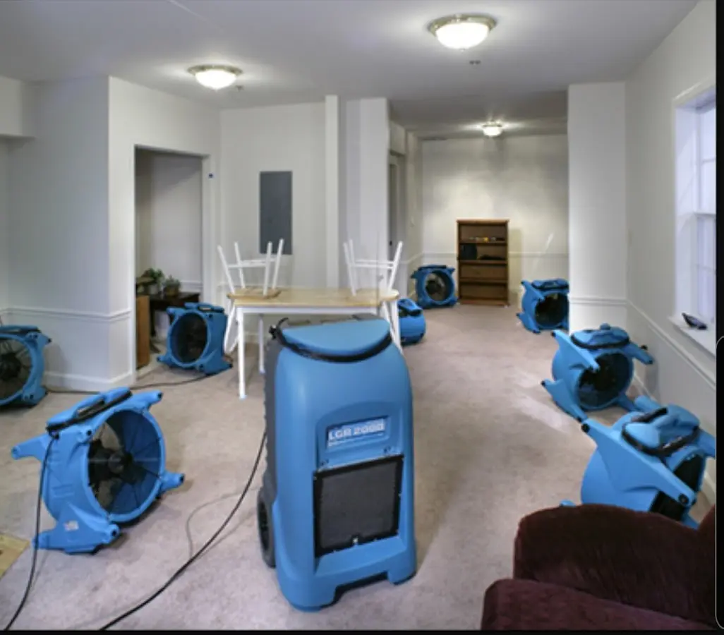 Air movers and dehumidifier setup for Water Extraction & Removal in Macon-Bibb County